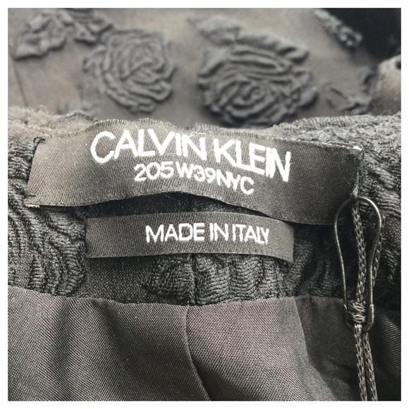 CALVIN KLEIN 205W39NYC Black HighNeck Ruffle Floral Jacquard Mini Cocktail Dress - Picture 7 of 9